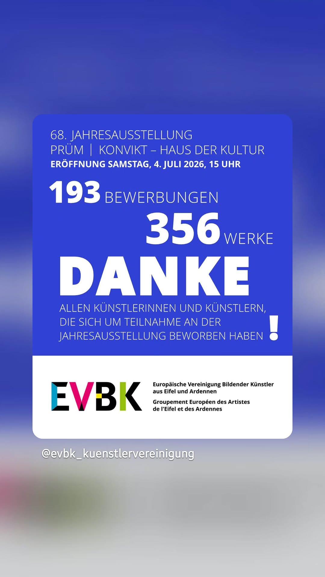 Teilnahme an der 68. EVBK-Jahresausstellung in Prüm